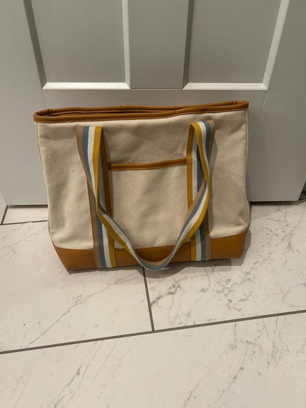 Moda lux canvas and vegan leather tote